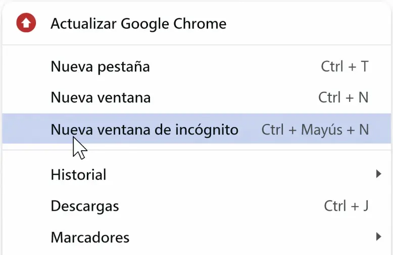 Modo incognito chrome