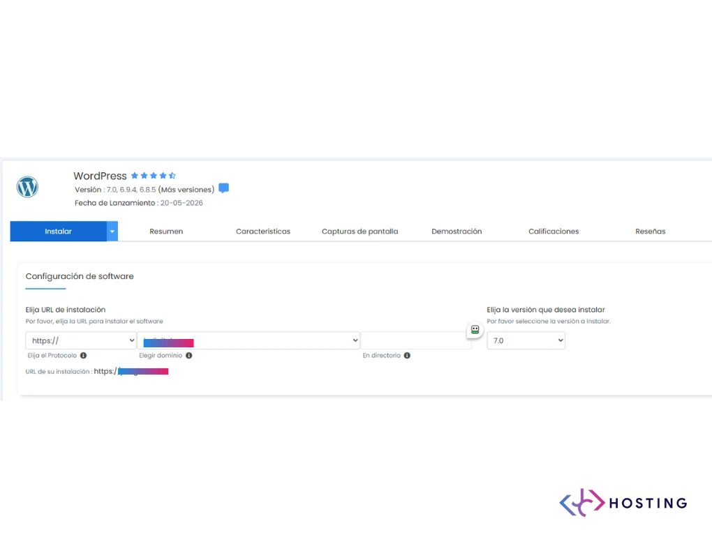 configuracion dominio wordpress softaculous